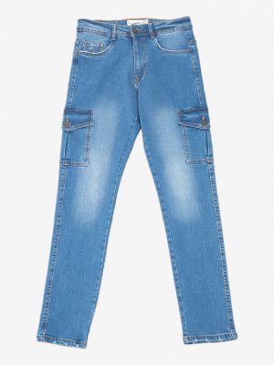 Men's jeans in cotton spandex denim fabric. Seven pockets including two utility pockets in both sides, button fastening on the front and zipper fly.